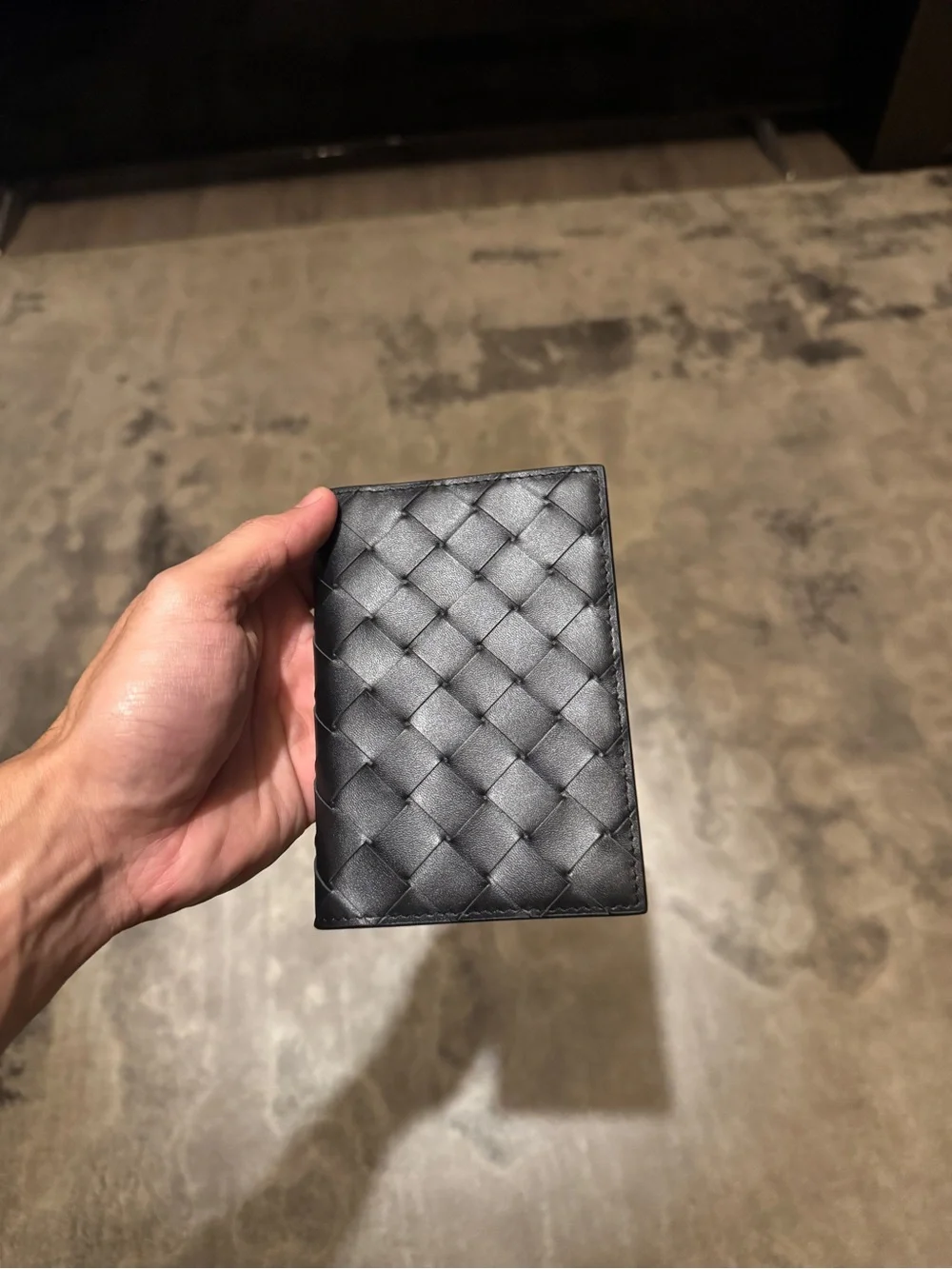 Bottega Veneta Intrecciato Black Leather Passport Holder -
